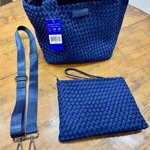 Parker & Hyde Navy Blue Woven Tote Bag